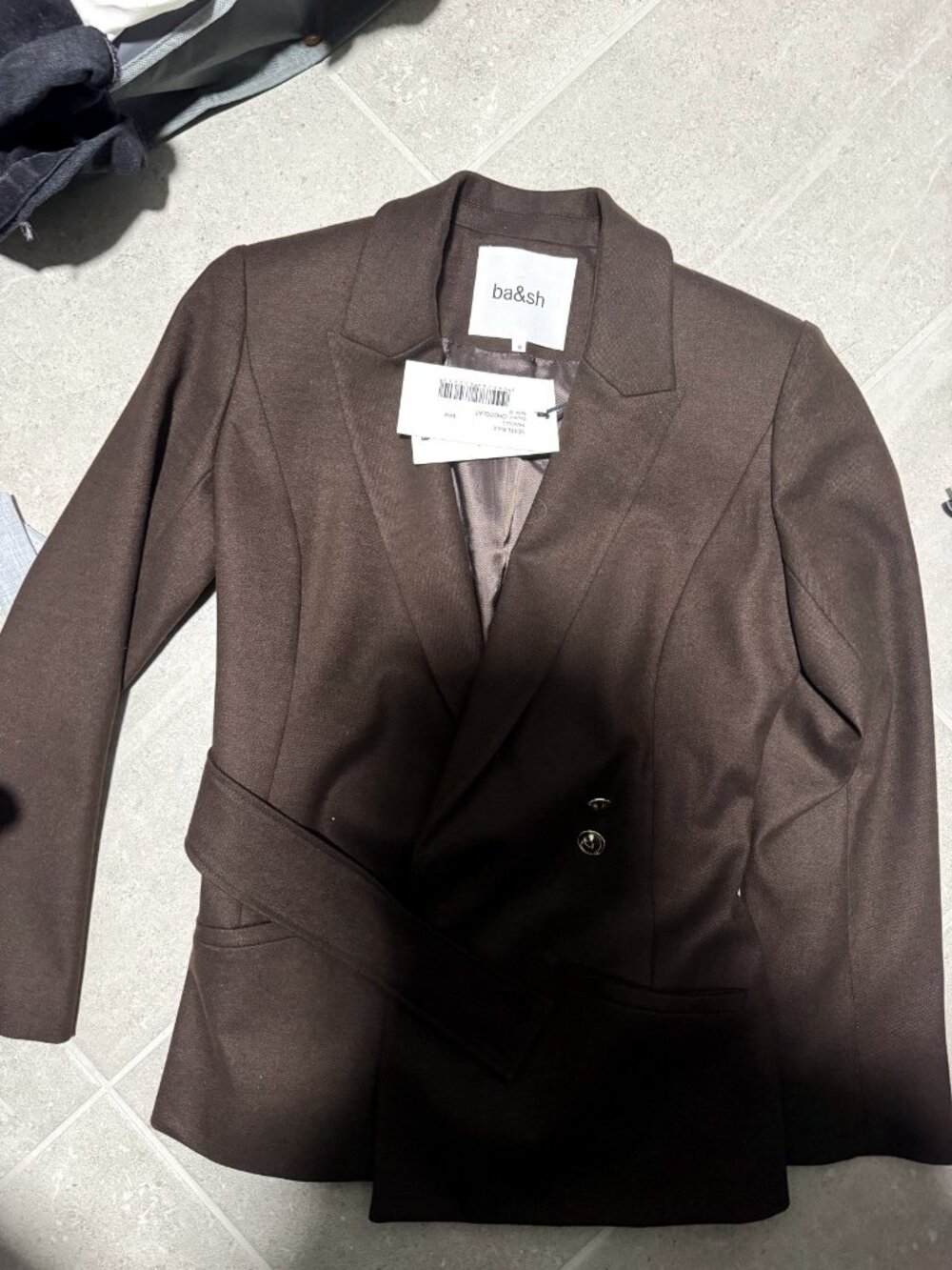 ba&sh Veste Bule Double-Breasted Blazer Chocolate Size 0 NWT